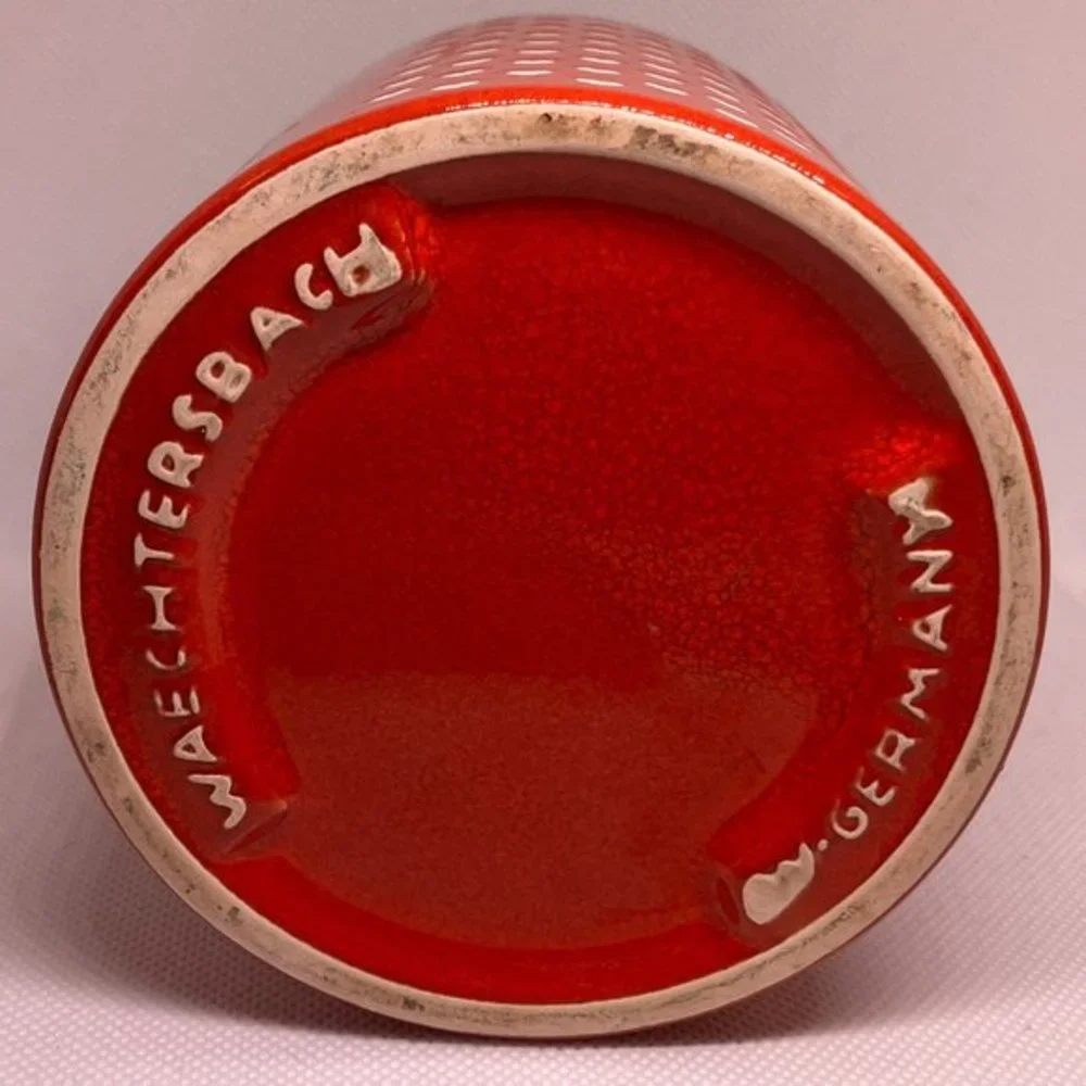 Vintage Rare Waechtersbach West Germany Red Ceramic‎ Heart Jar With Cork Lid